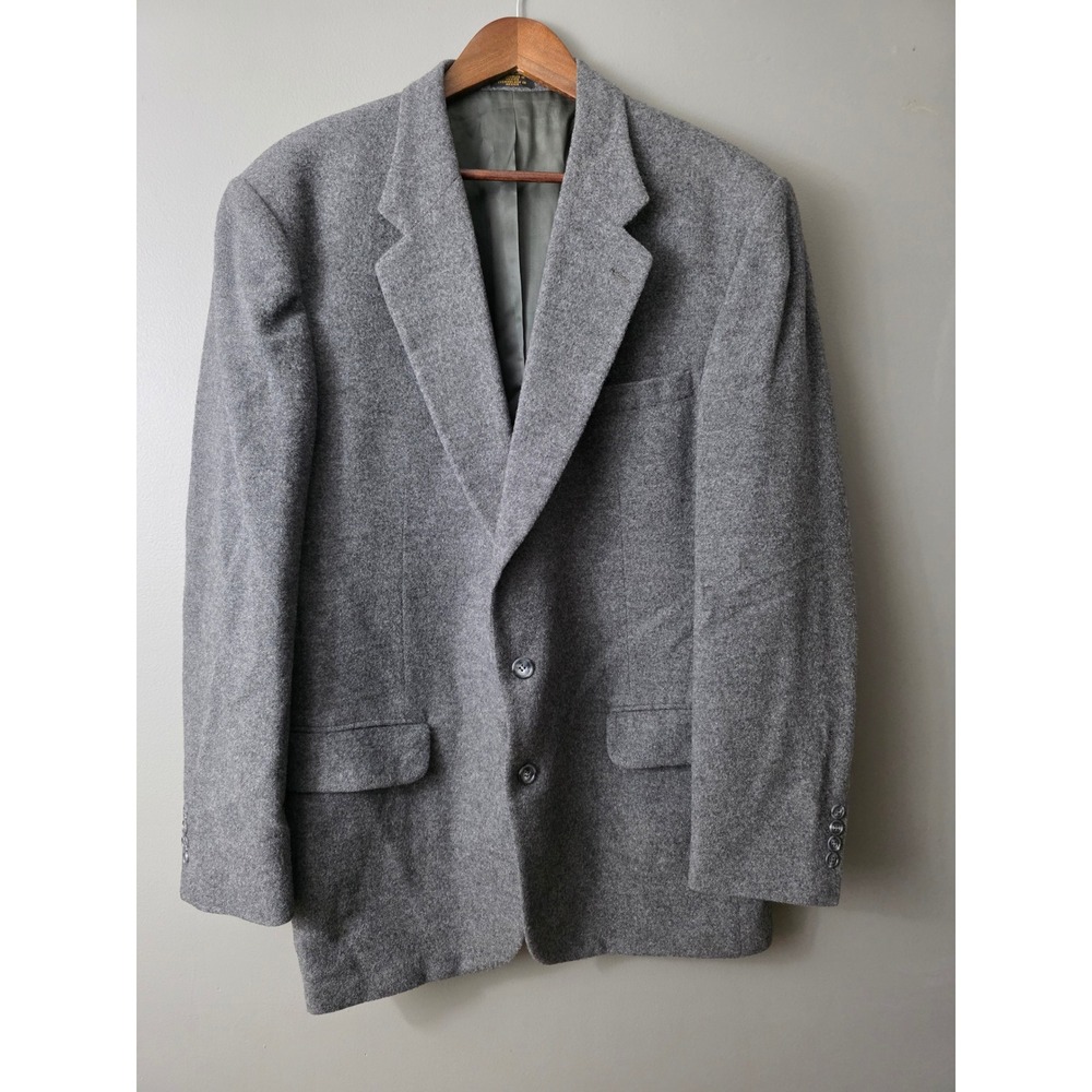 Stafford Mens 100% Camel Hair Blazer Gray Sport Coat 44L Two Button Jacket